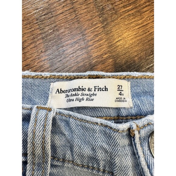ABERCROMBIE & FITCH The Ankle Straight Ultra High Rise Jeans Destroyed Sz 27/4R - Picture 2 of 6
